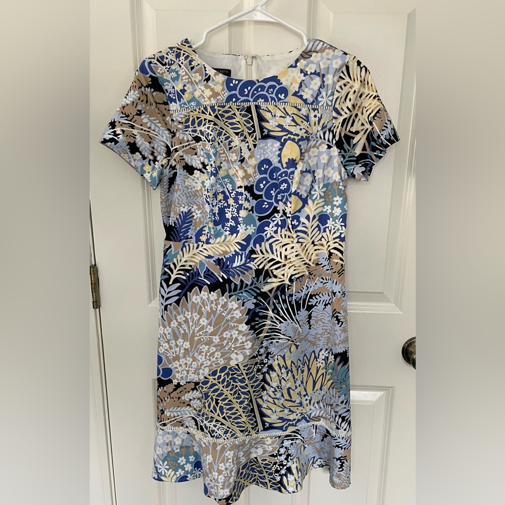 Talbots Botanical Garden Floral Print Flounce Hem Dress 4P